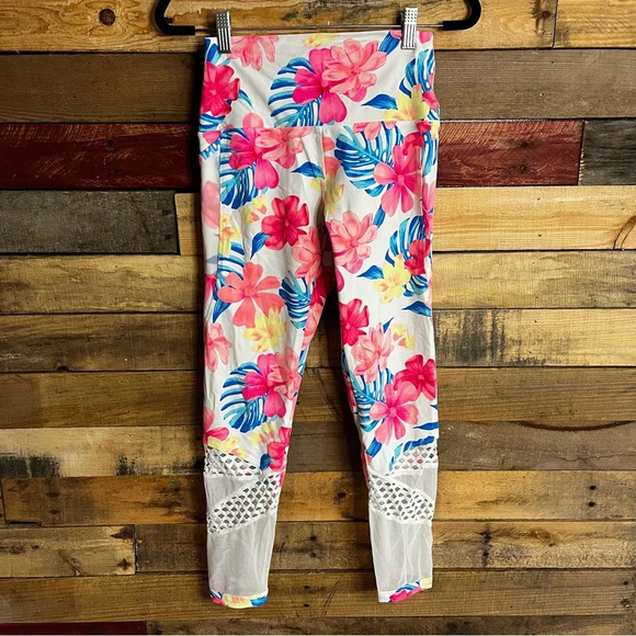 Victoria’s Secret Floral‎ Mesh Panel Leggings Size Small - Picture 1 of 14